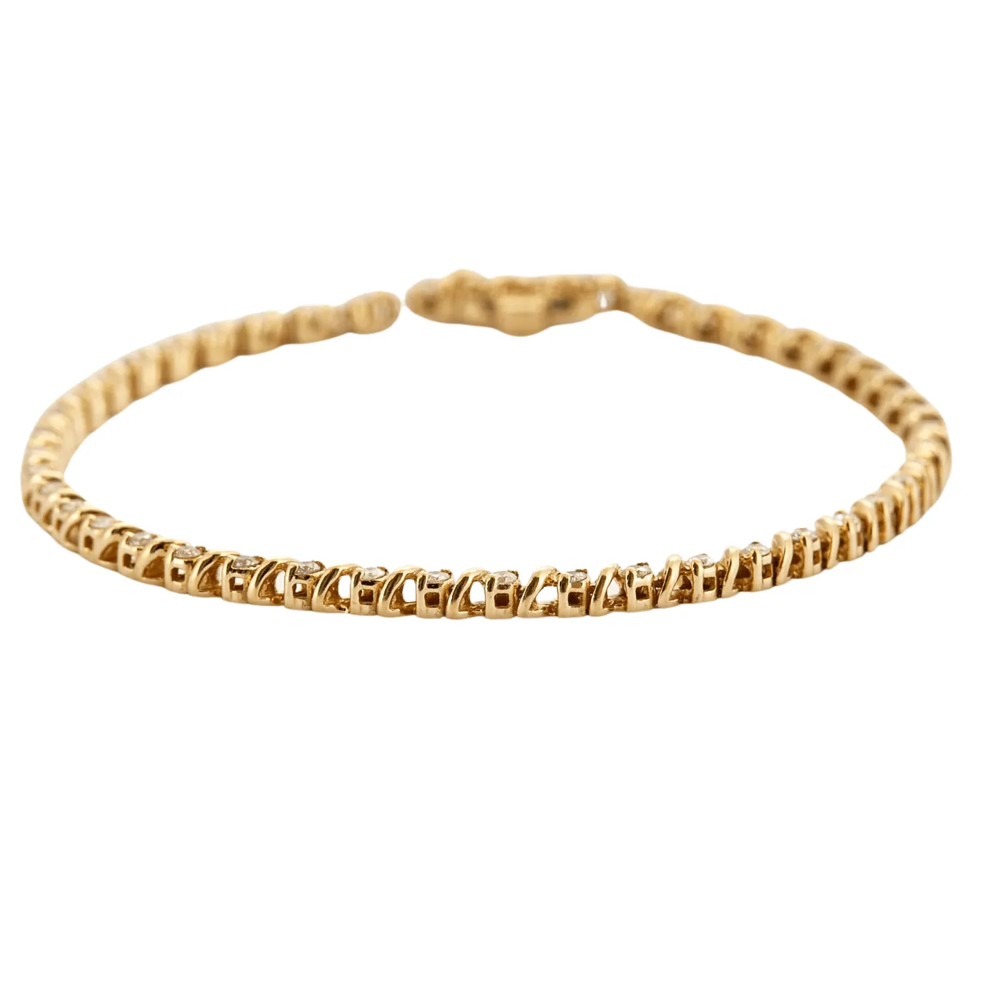 Bracelet Rivière or jaune et diamants sold by 58 Facettes