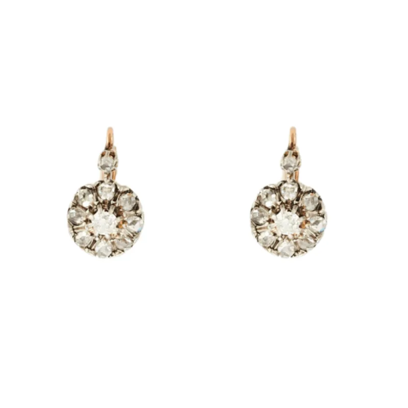 Boucles d'oreilles marguerites diamants or rose et gris sold by 58 Facettes