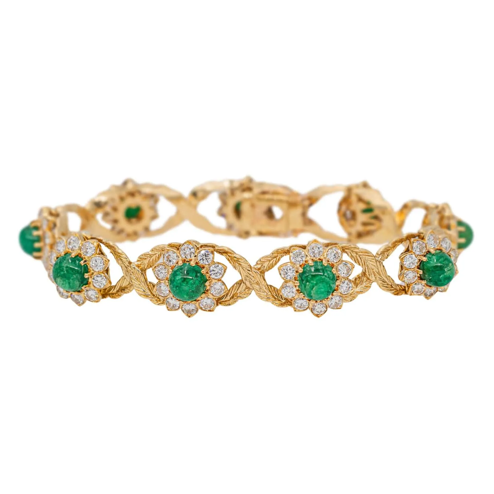 Bracelet en or jaune 18 carats émeraudes et diamants sold by 58 Facettes