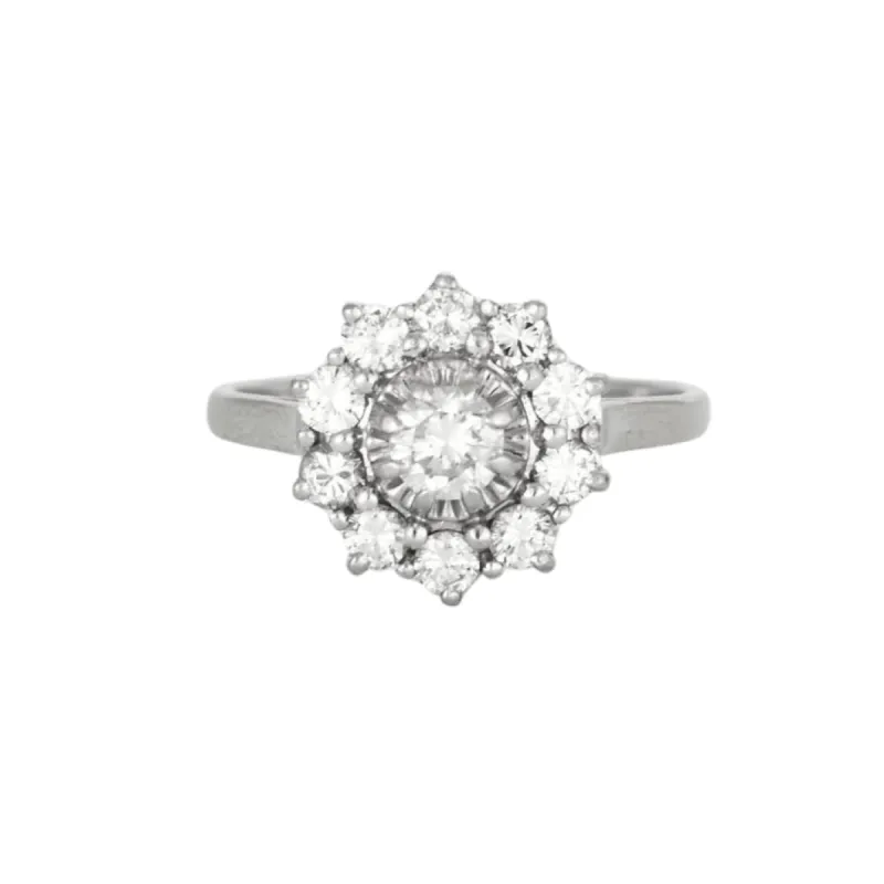 Bague platine et or gris avec diamants sold by 58 Facettes
