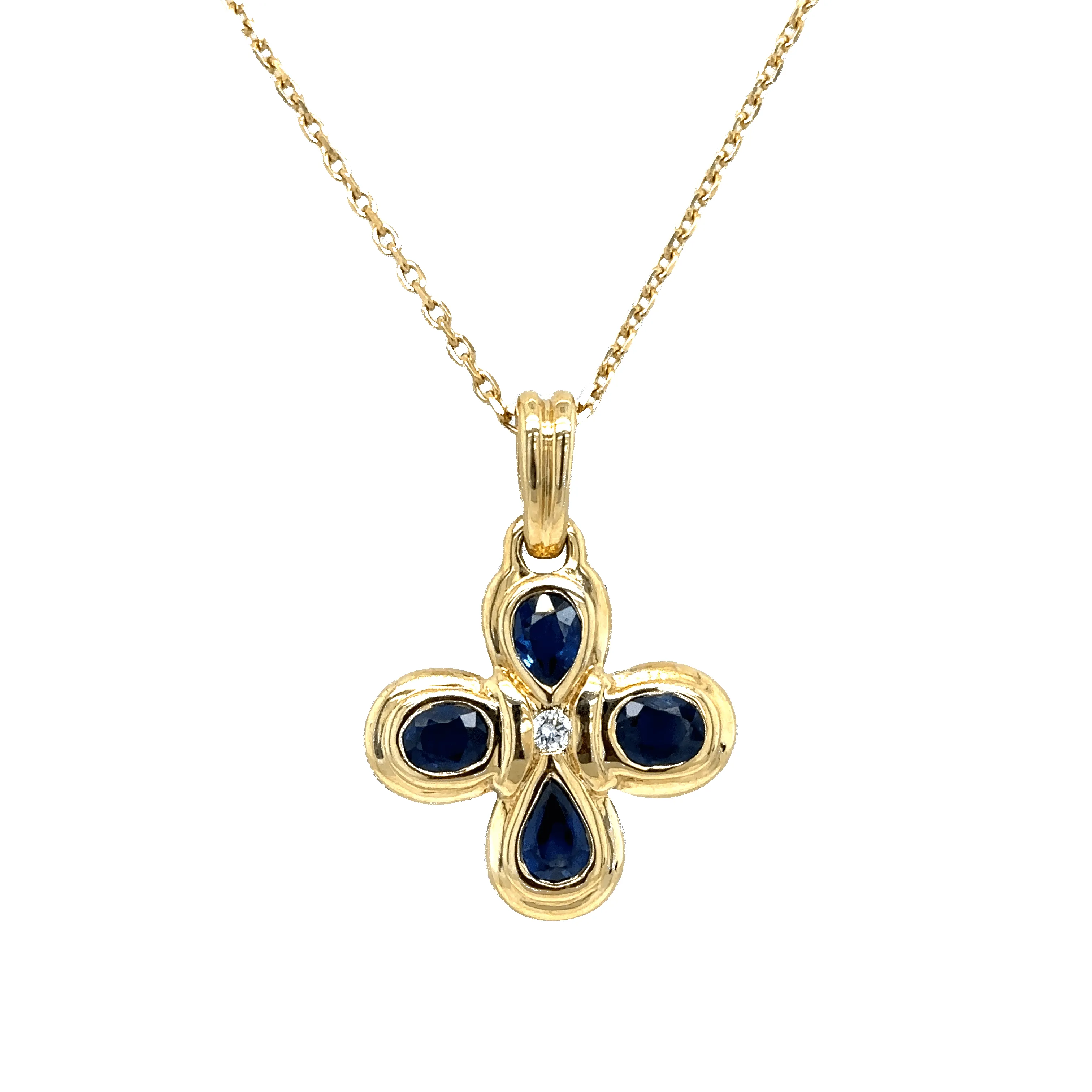 Pendentif or jaune Diamant et Saphirs sold by 58 Facettes