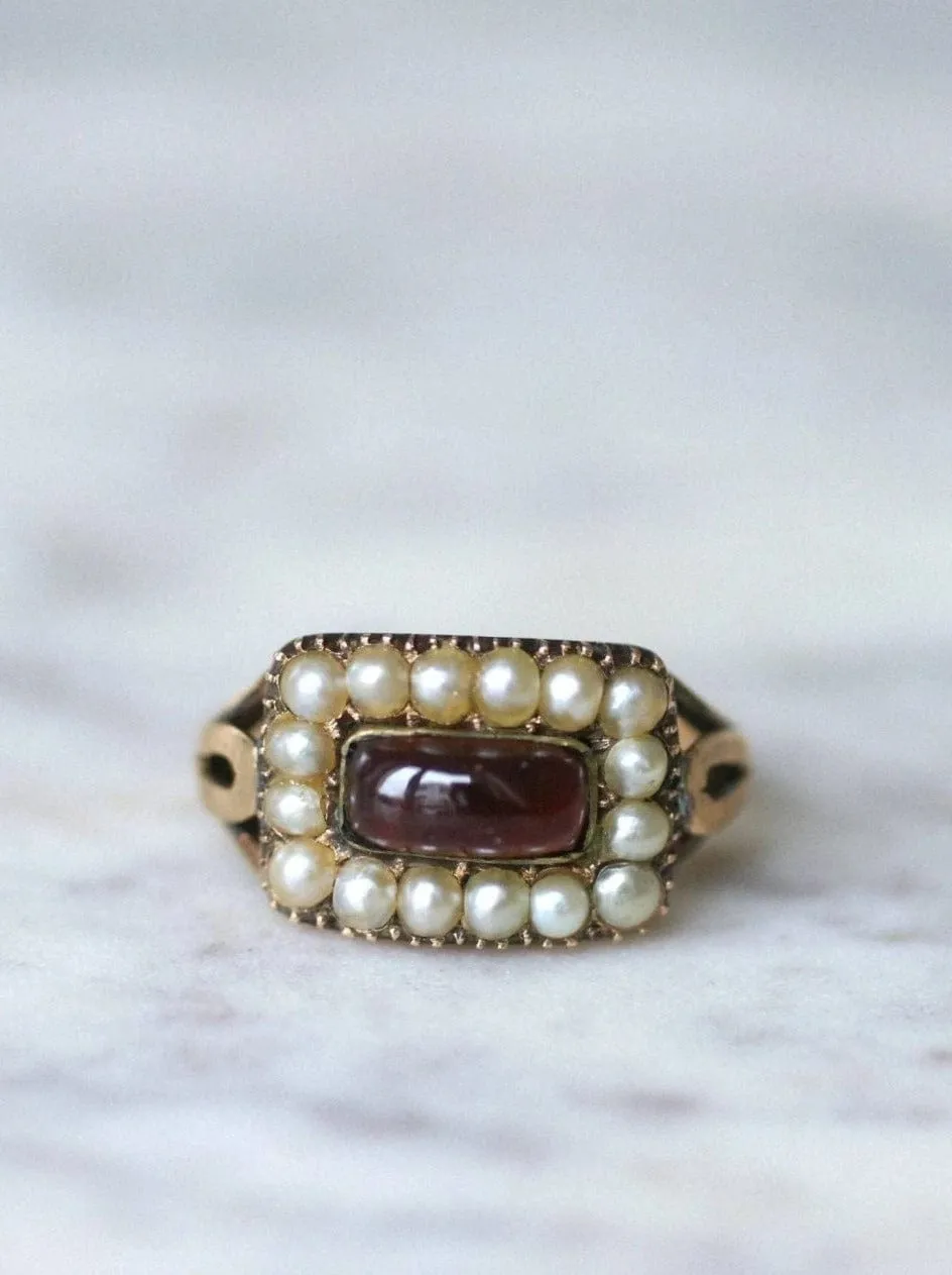 Bague ancienne grenat et perles sold by 58 Facettes product image thumbnail 2