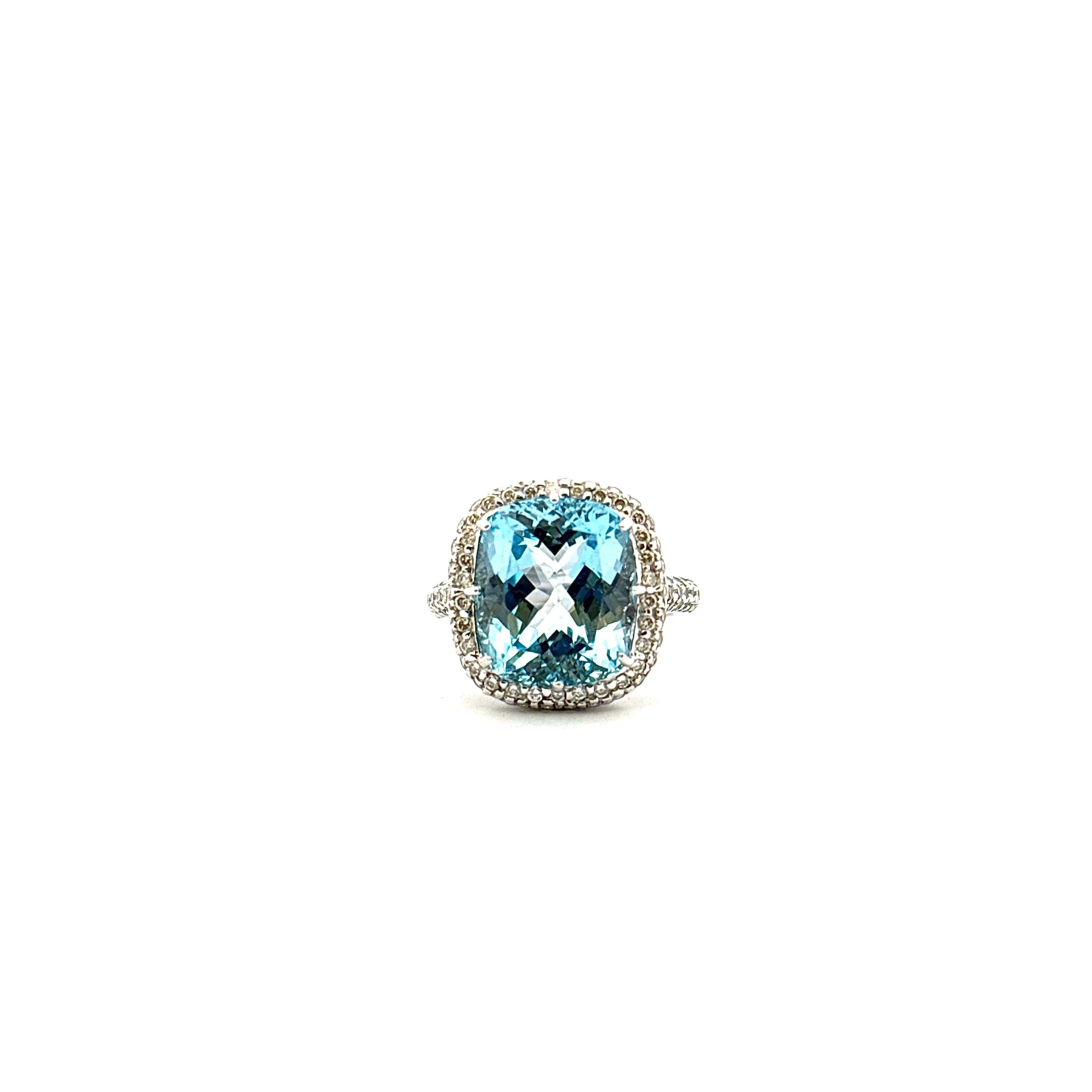 Bague or blanc topaze bleue et diamants sold by 58 Facettes product image thumbnail 5