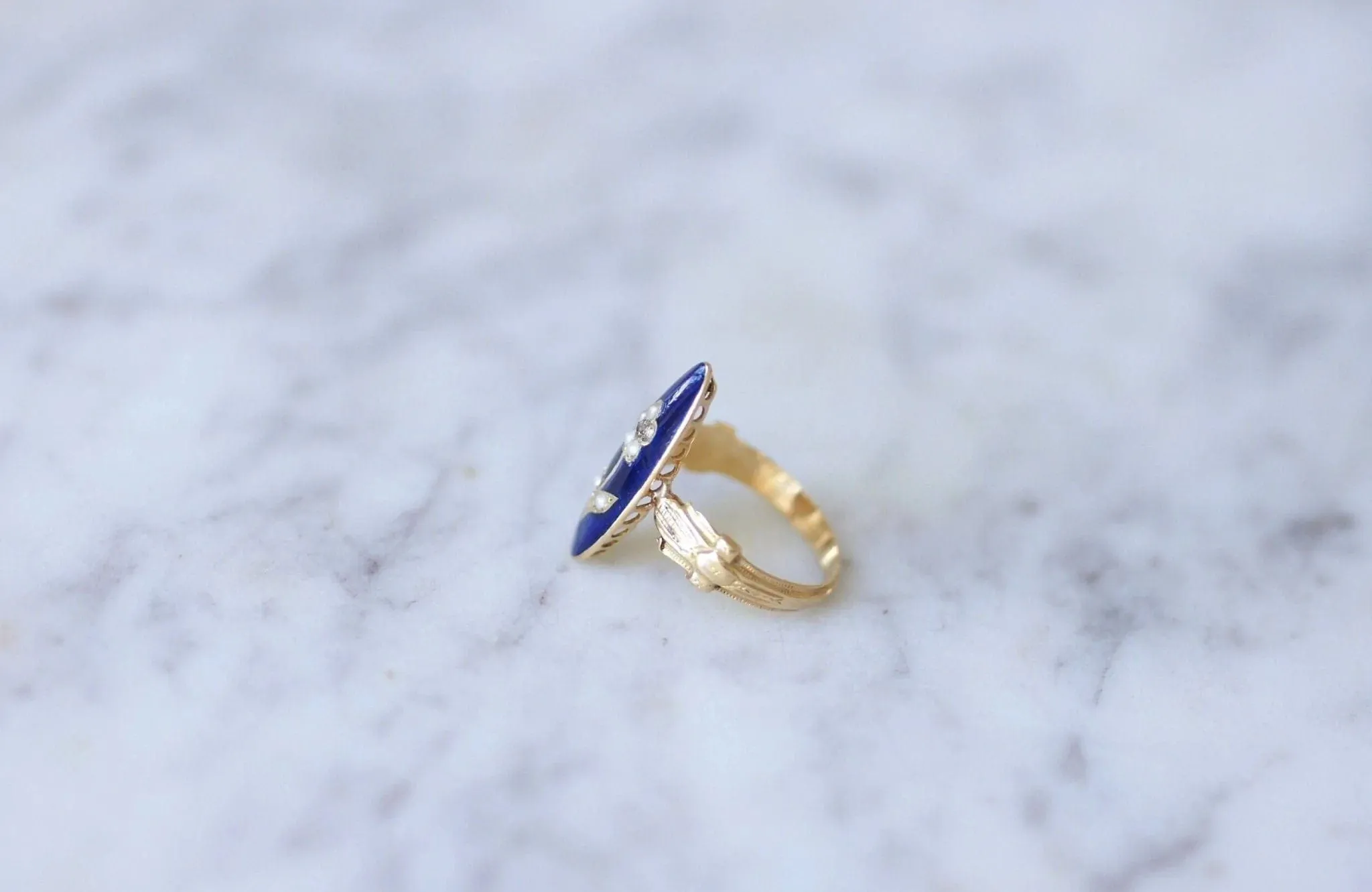 Bague sentimentale fleur perles sur émail sold by 58 Facettes product image thumbnail 5