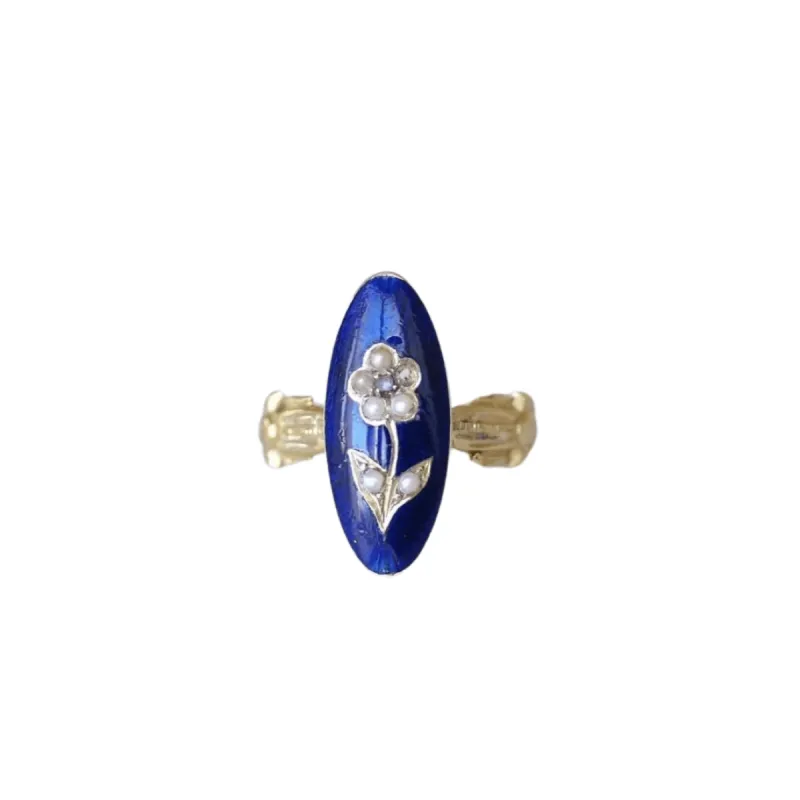 Bague sentimentale fleur perles sur émail sold by 58 Facettes