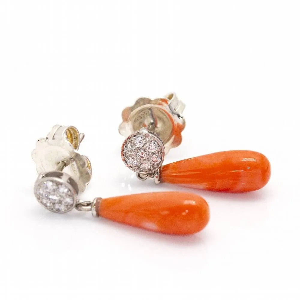 Boucles d'oreilles en Or Blanc et Corail. sold by 58 Facettes product image thumbnail 3