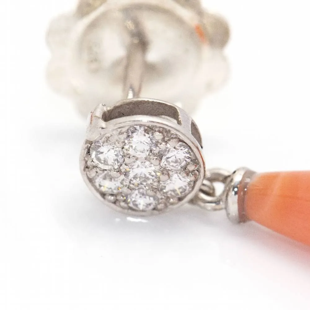 Boucles d'oreilles en Or Blanc et Corail. sold by 58 Facettes product image thumbnail 4