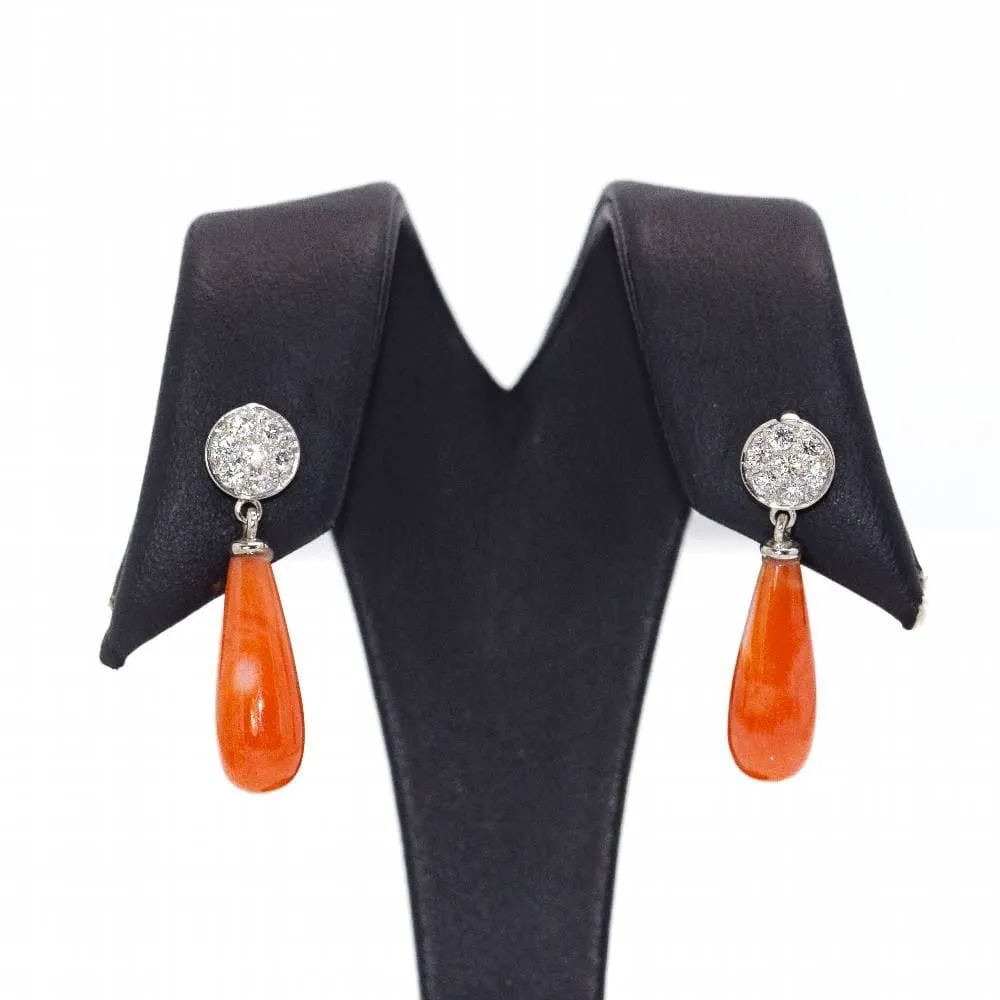 Boucles d'oreilles en Or Blanc et Corail. sold by 58 Facettes product image thumbnail 5