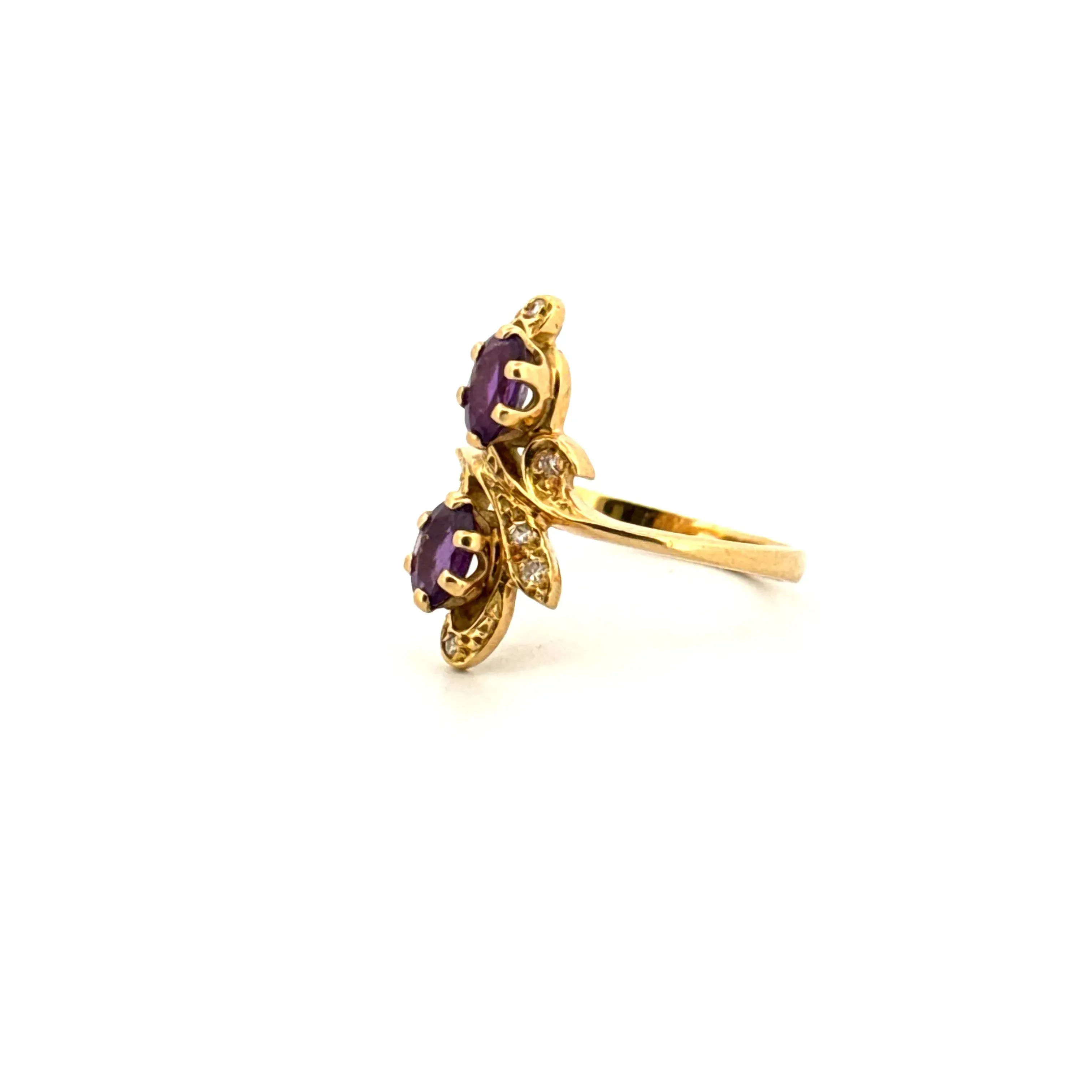 Bague Toi et Moi or jaune améthyste et diamants sold by 58 Facettes product image thumbnail 3