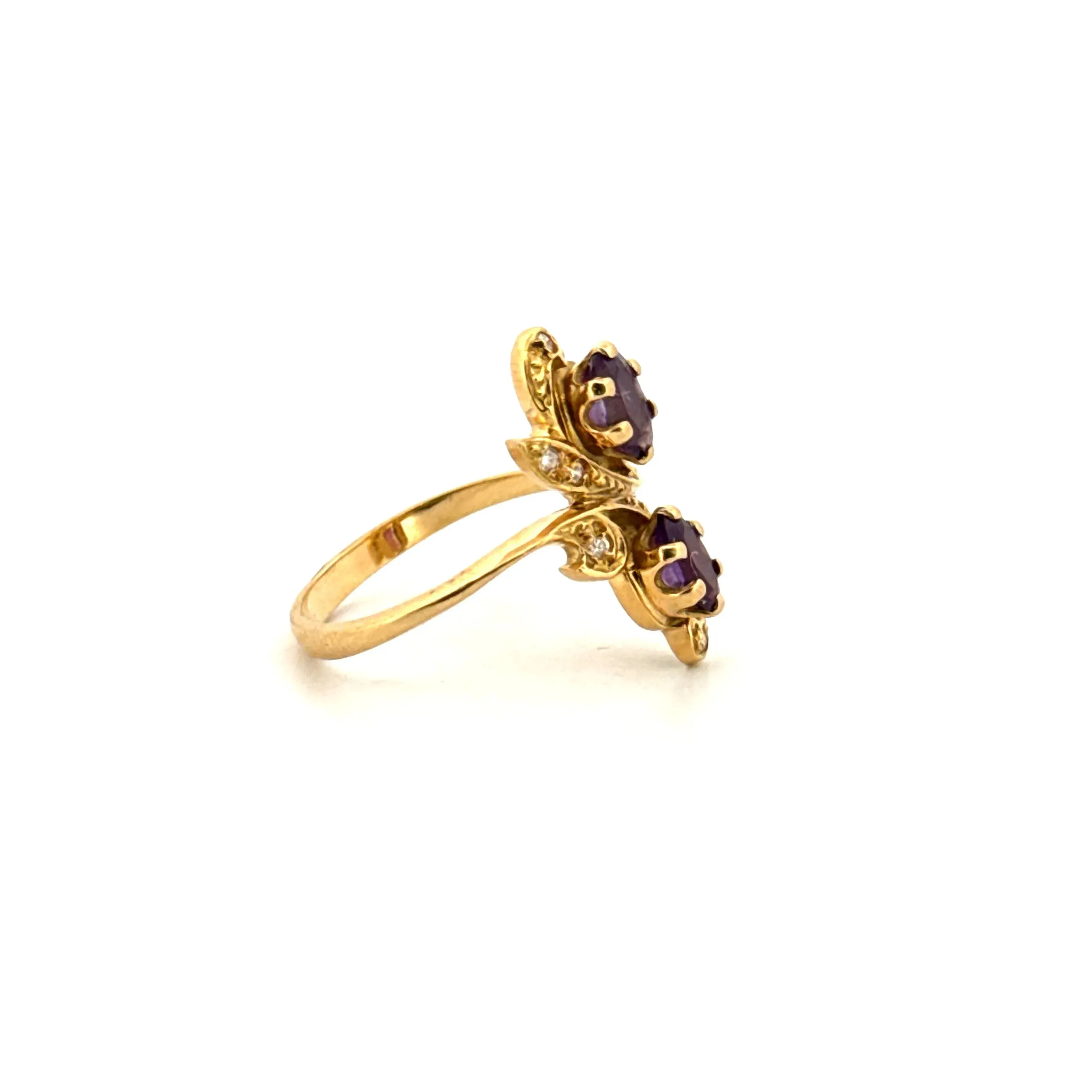 Bague Toi et Moi or jaune améthyste et diamants sold by 58 Facettes product image thumbnail 4