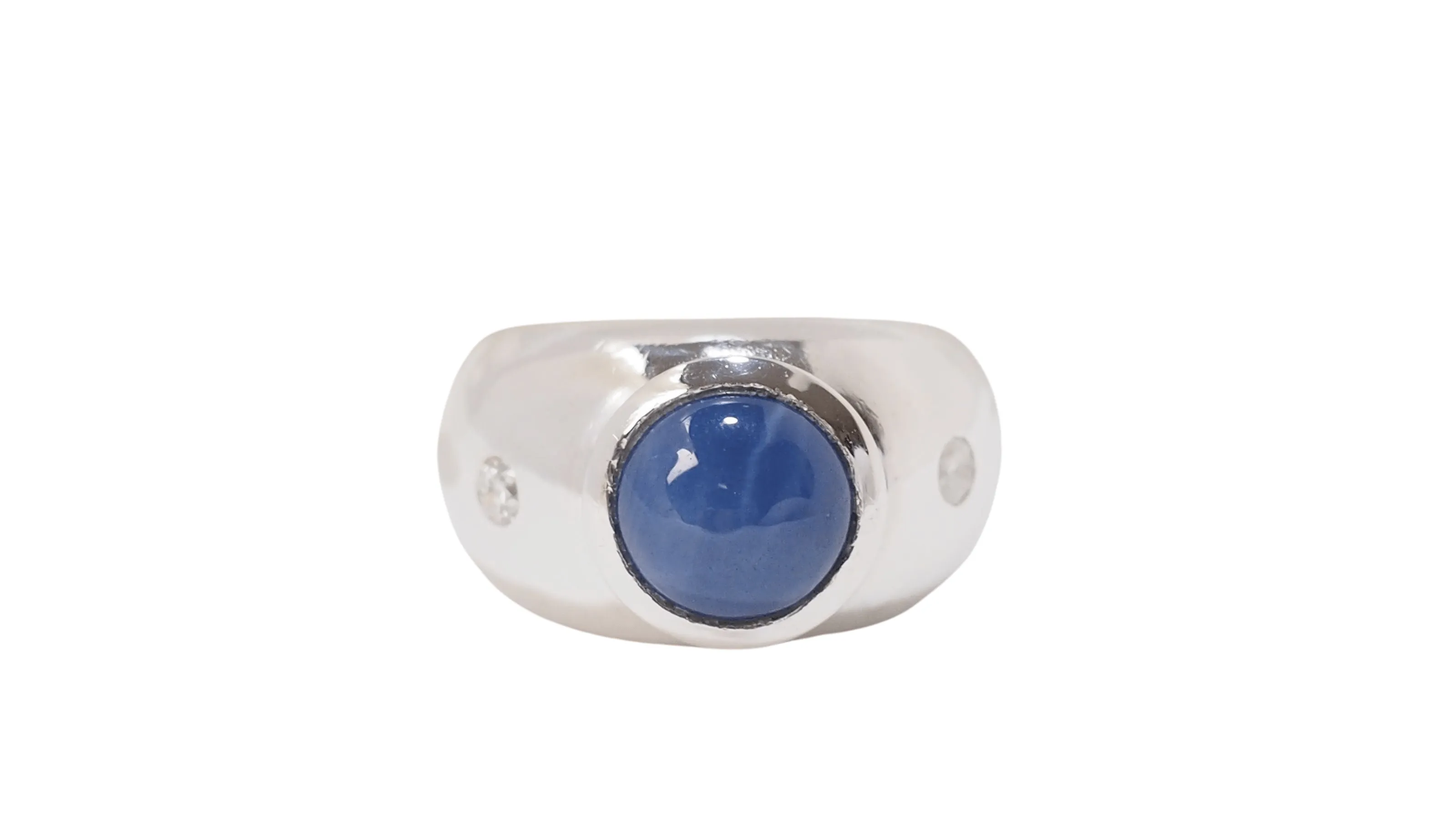 Bague jonc en or blanc et saphir étoilé sold by 58 Facettes