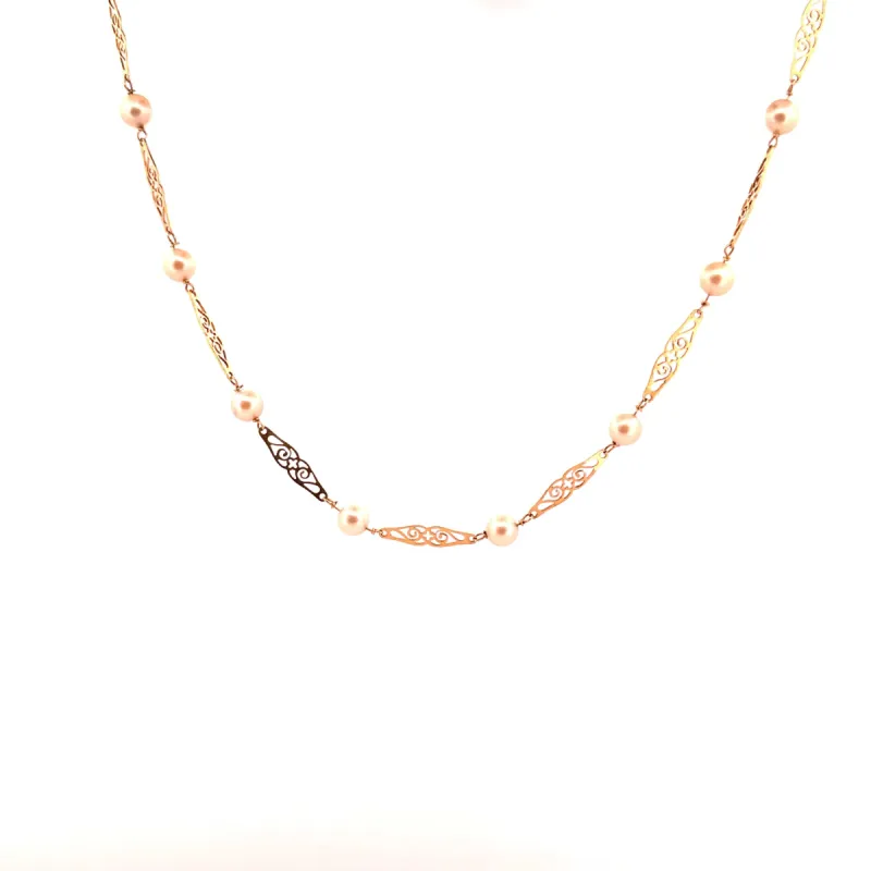 Sautoir Filigrane Or et Perles de culture sold by 58 Facettes