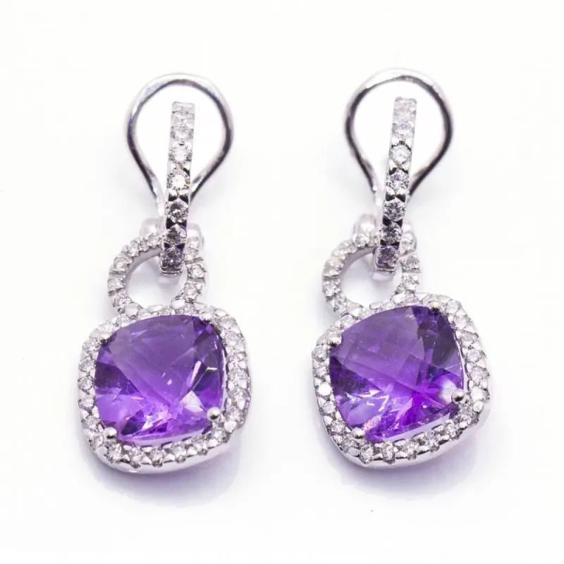 Boucles d'oreilles Améthystes et diamants sold by 58 Facettes