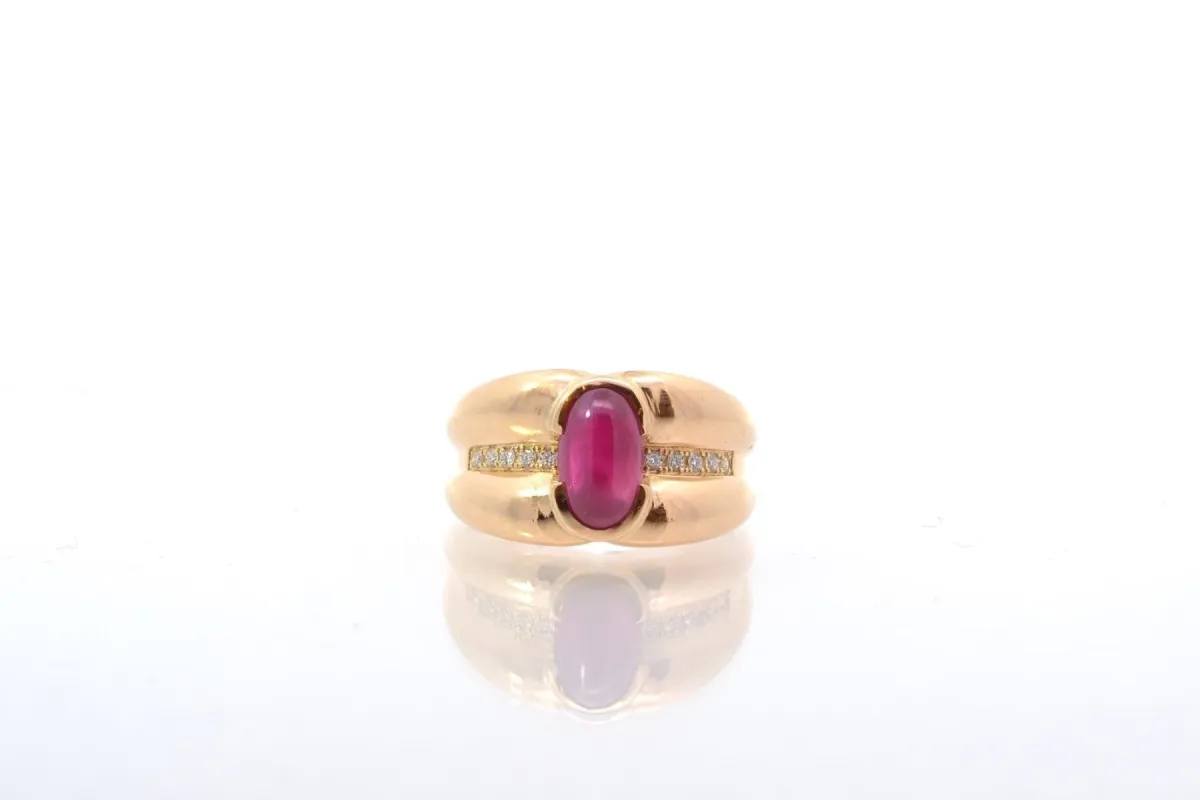 Bague vintage rubis et diamants sold by 58 Facettes