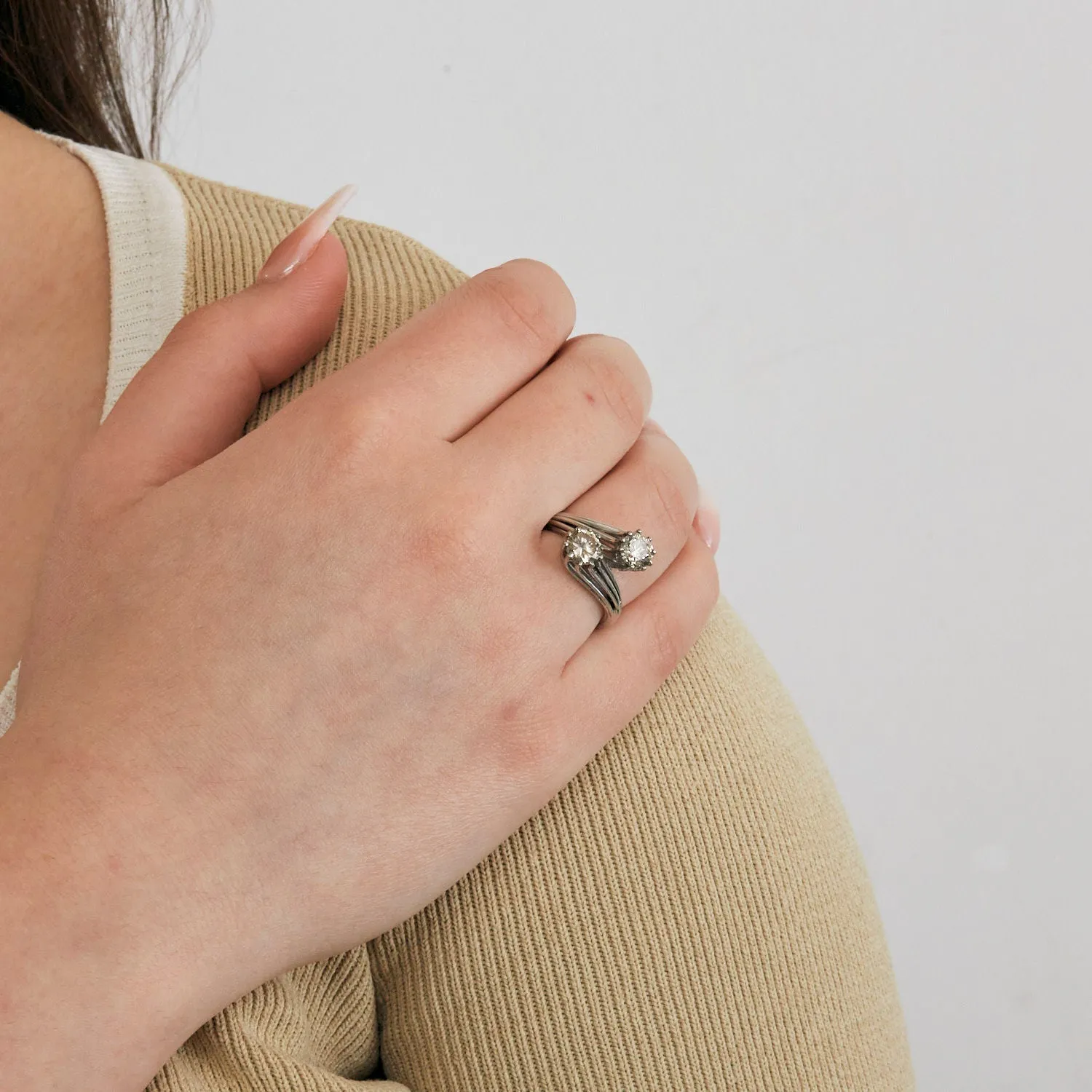 Bague or gris toi et moi diamants sold by 58 Facettes product image thumbnail 2