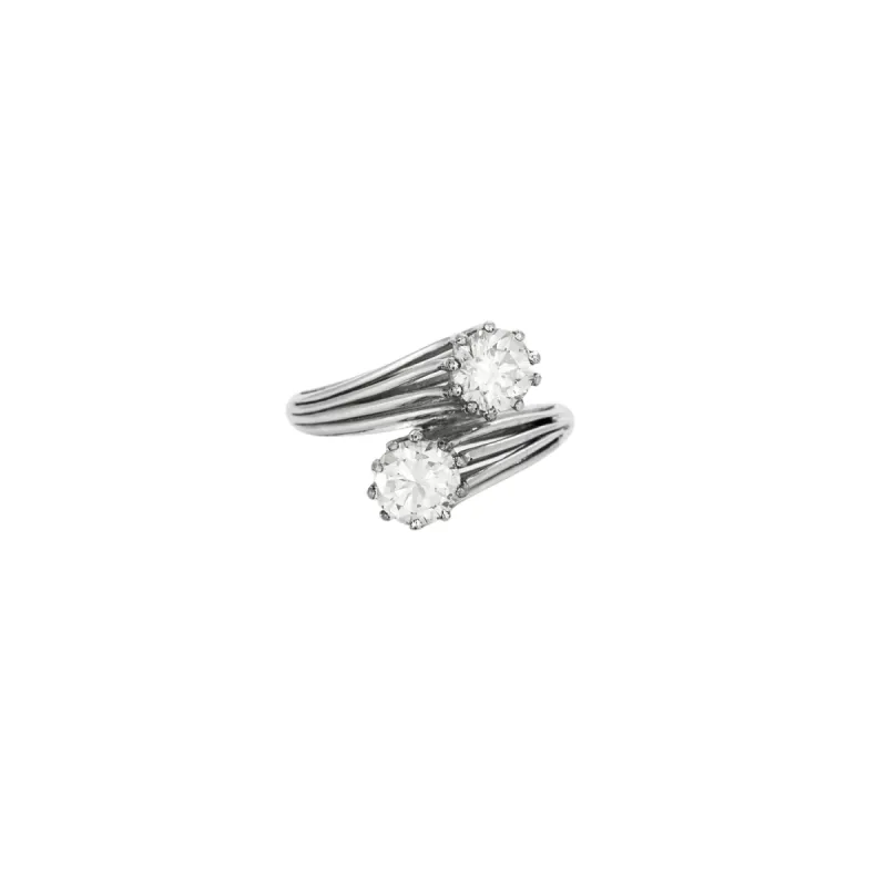 Bague or gris toi et moi diamants sold by 58 Facettes