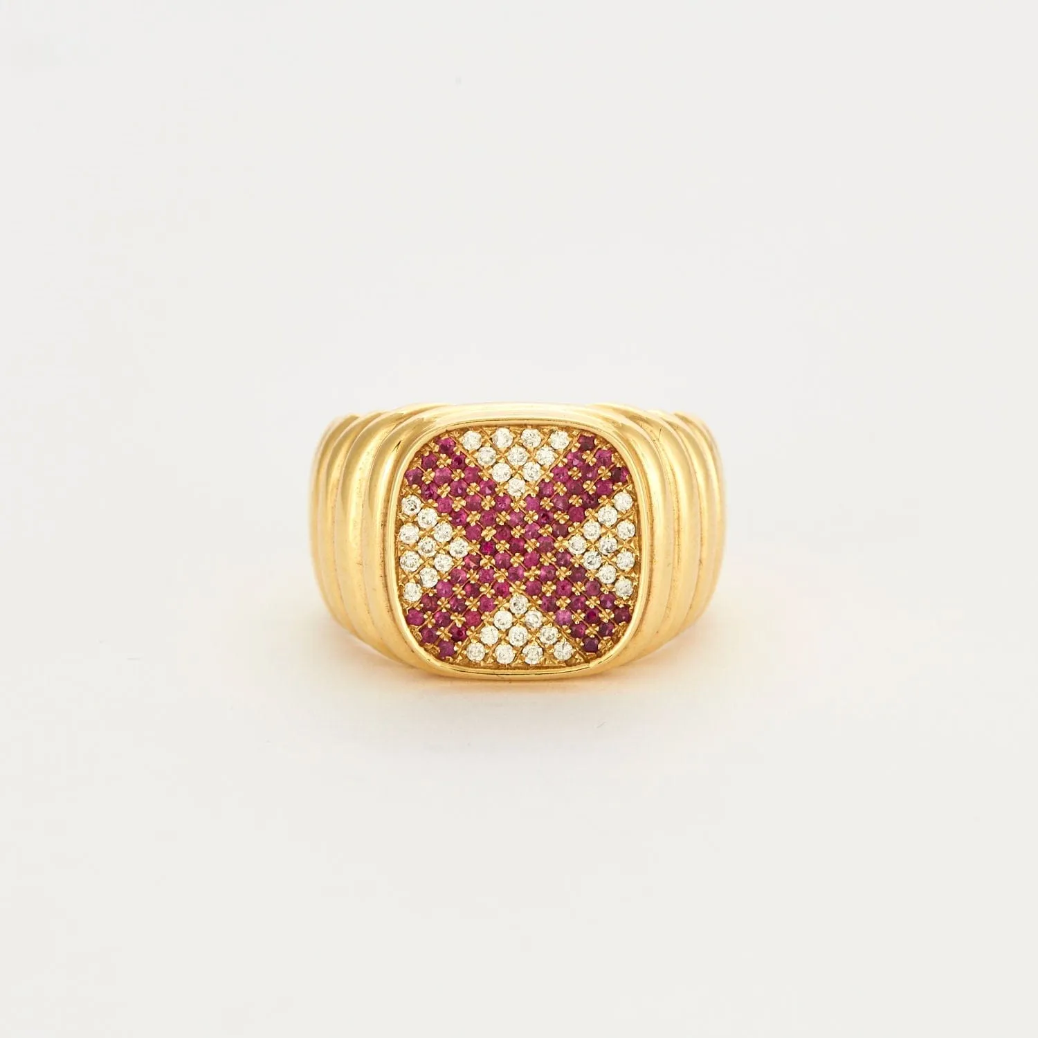 Bague Chevalière plateau diamants/rubis sold by 58 Facettes product image thumbnail 2