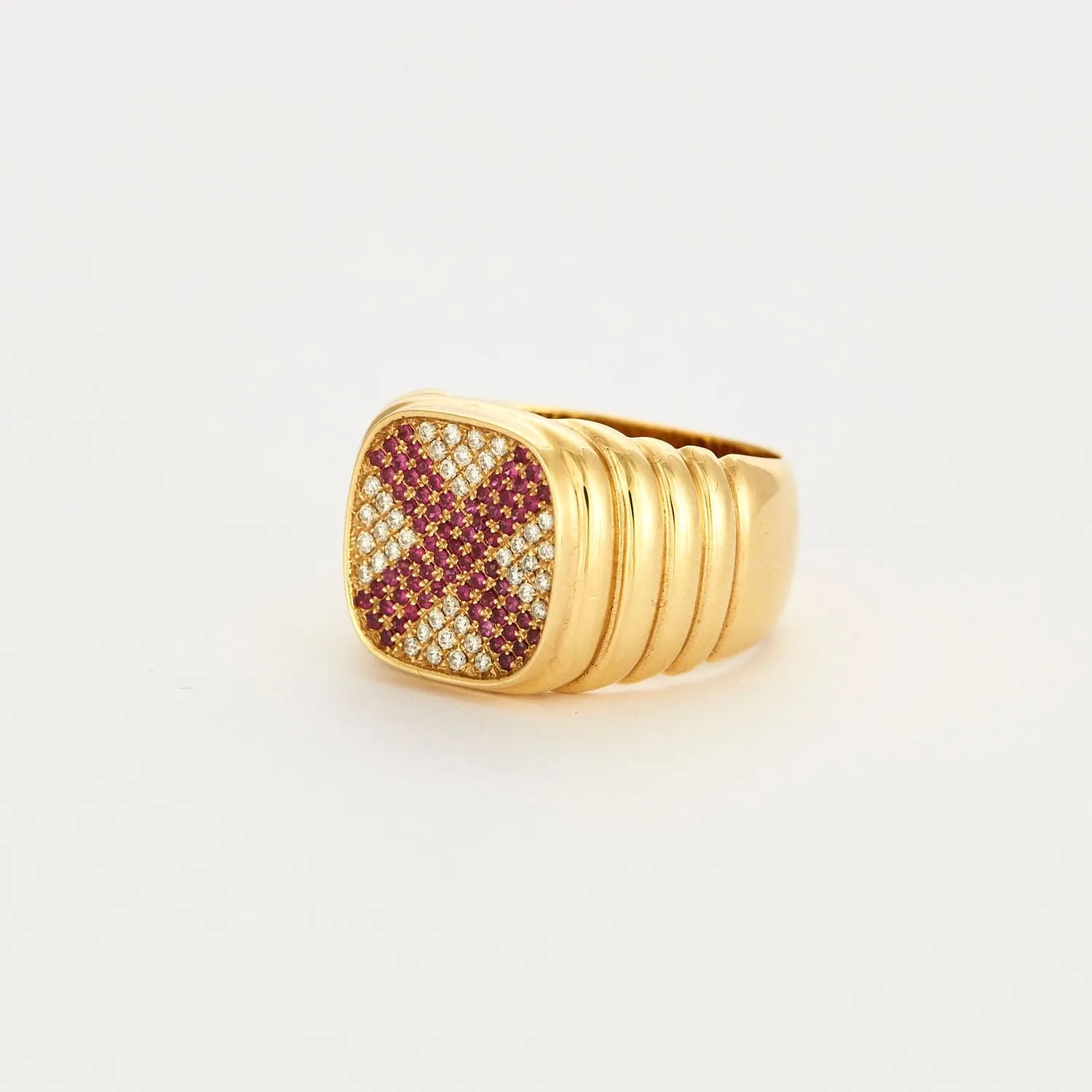 Bague Chevalière plateau diamants/rubis sold by 58 Facettes product image thumbnail 4