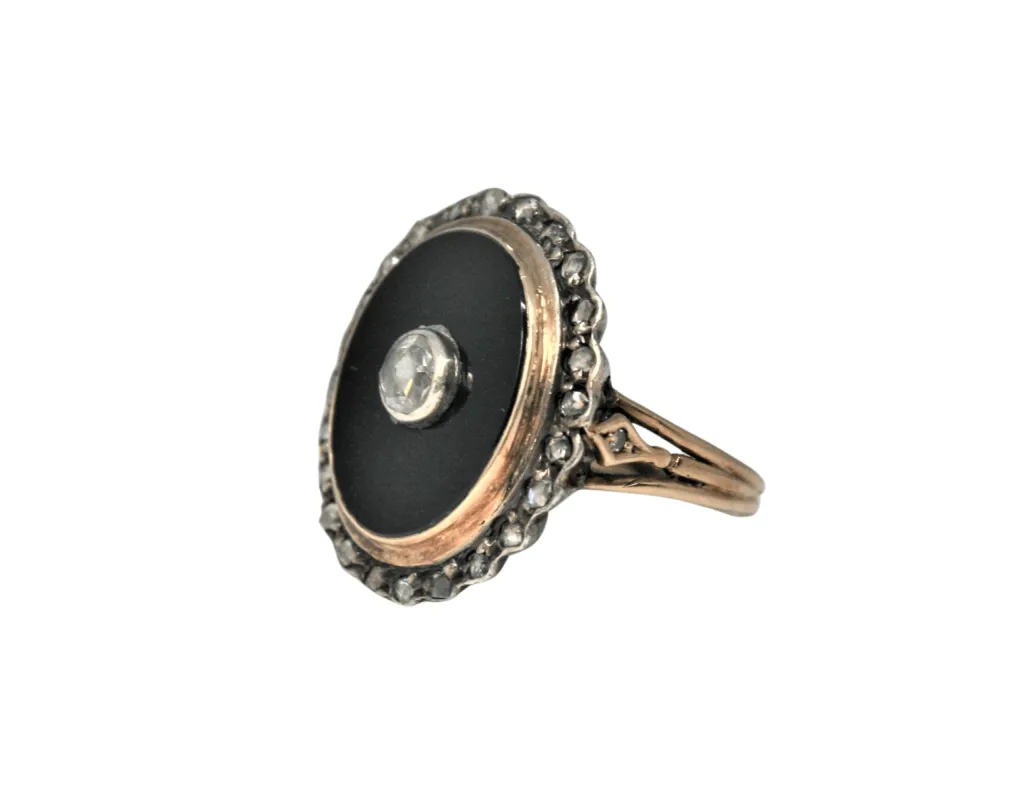 Bague ancienne onyx et diamants sold by 58 Facettes