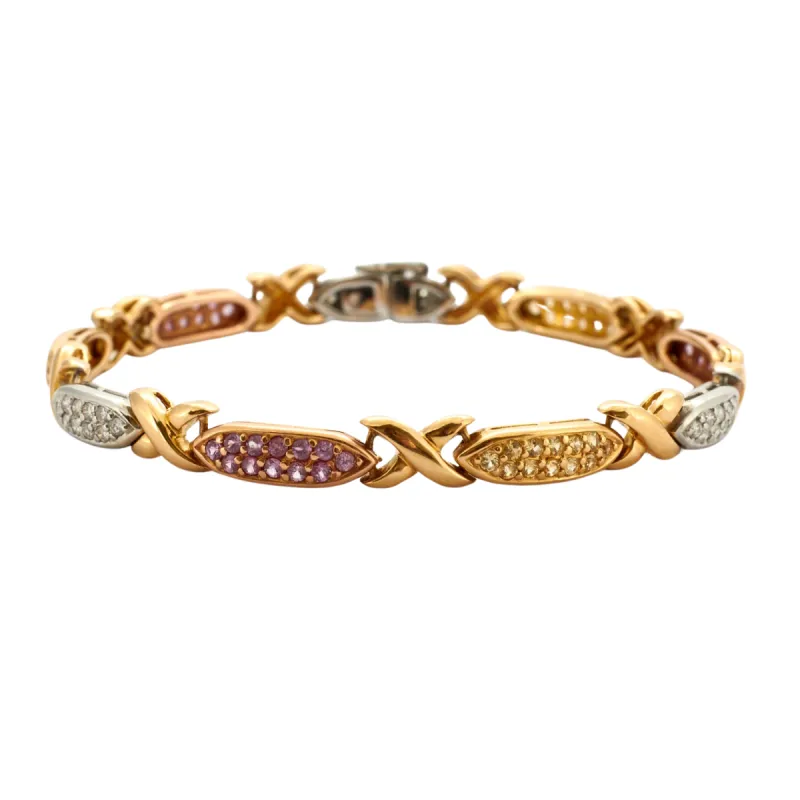 Bracelet saphirs de couleurs et diamants or jaune 18k sold by 58 Facettes