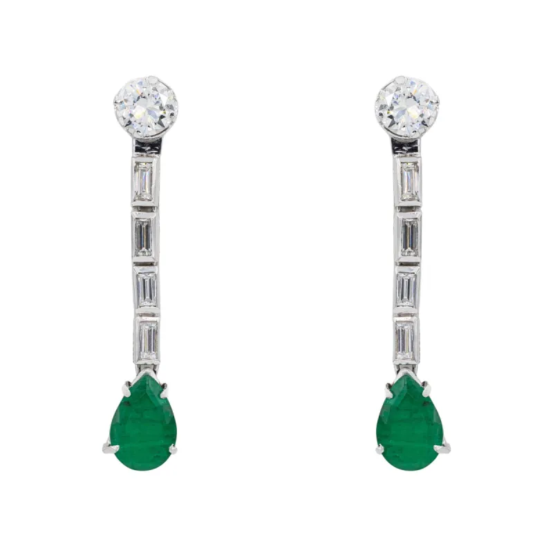 Boucles d'oreilles Puces Or blanc Emeraude sold by 58 Facettes