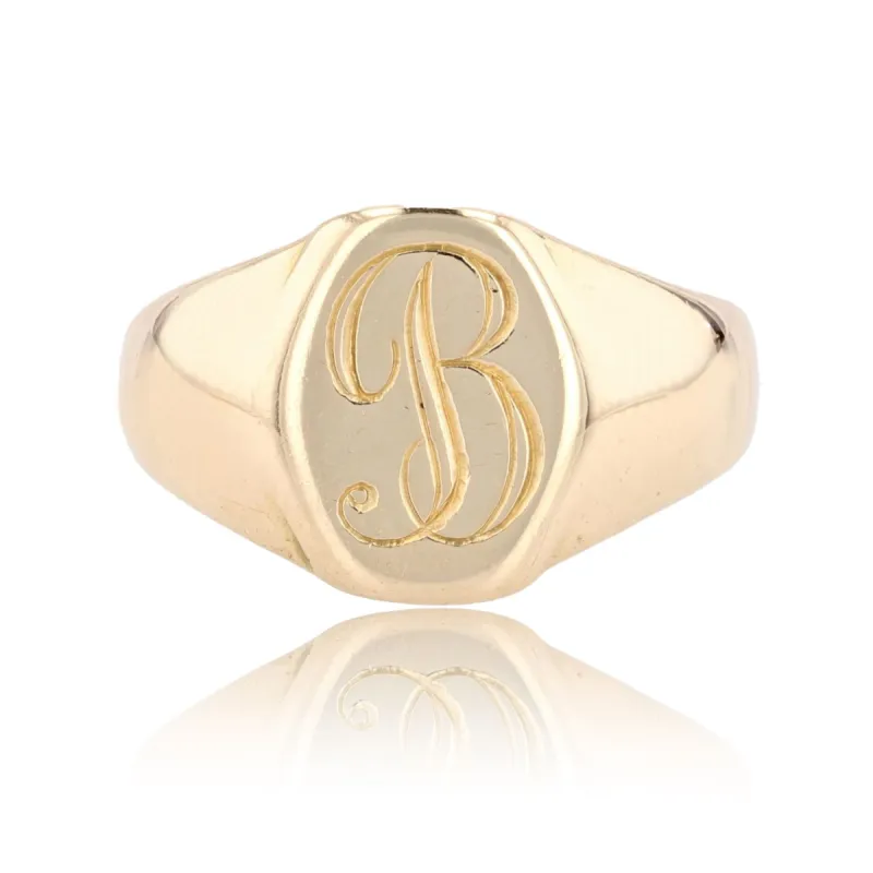 Chevalière or jaune lettre B sold by 58 Facettes