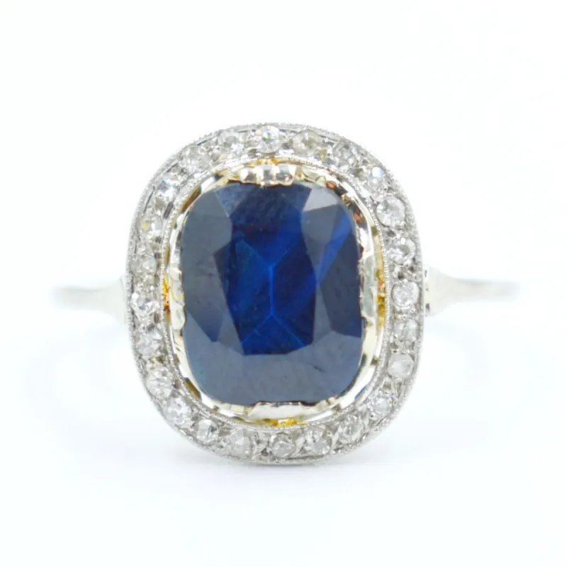 Bague Art Deco Or Saphir et Diamants sold by 58 Facettes