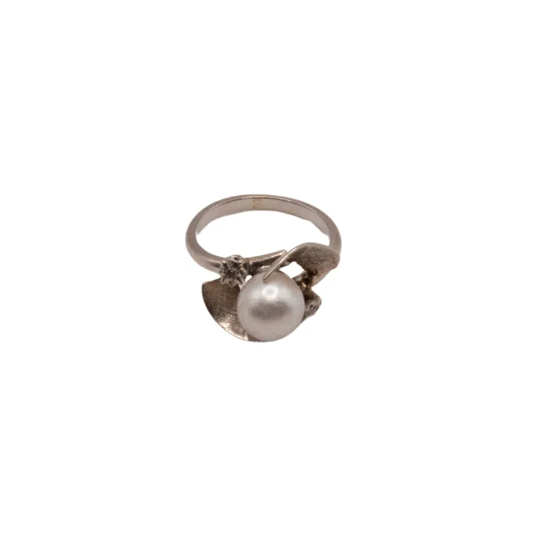 Bague Or Blanc Perle de culture & Diamants sold by 58 Facettes