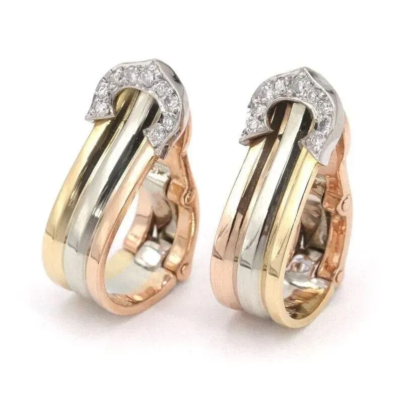 CARTIER - Boucles d'oreilles C 3 ors et diamants sold by 58 Facettes product image thumbnail 2