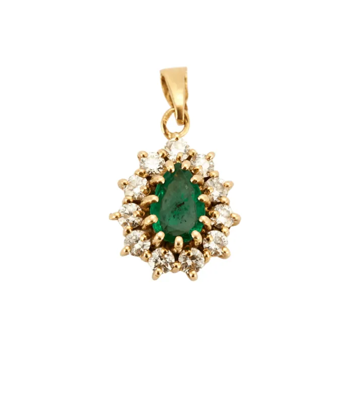 Pendentif or jaune avec émeraude et diamants sold by 58 Facettes