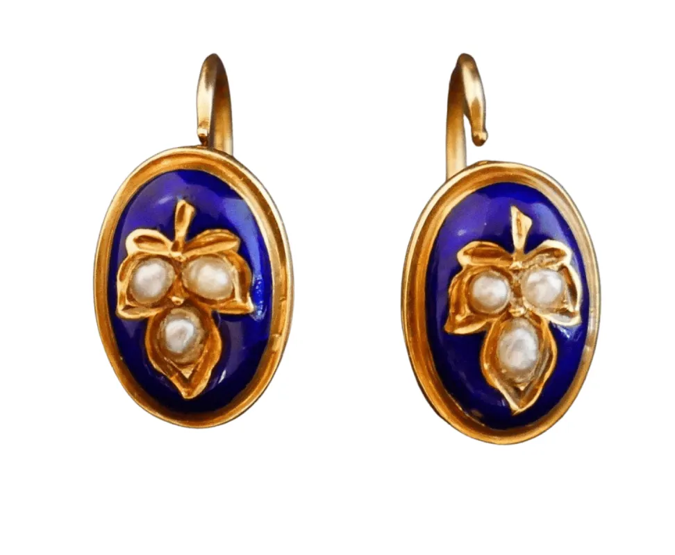 Dormeuses Anciennes émail et Perles, Or sold by 58 Facettes