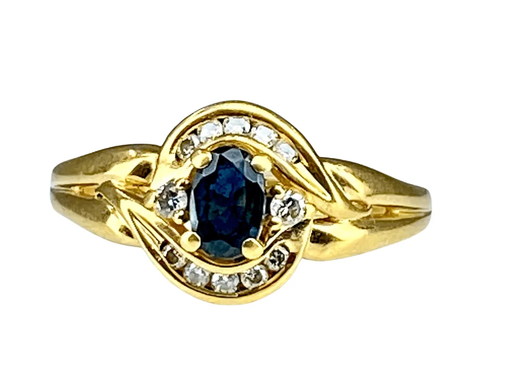 Bague en or jaune saphir et diamants sold by 58 Facettes