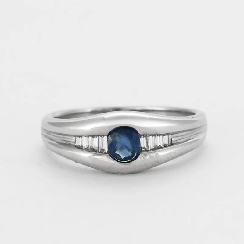 Bague Jonc Saphir Diamants baguettes made by 58 Facettes