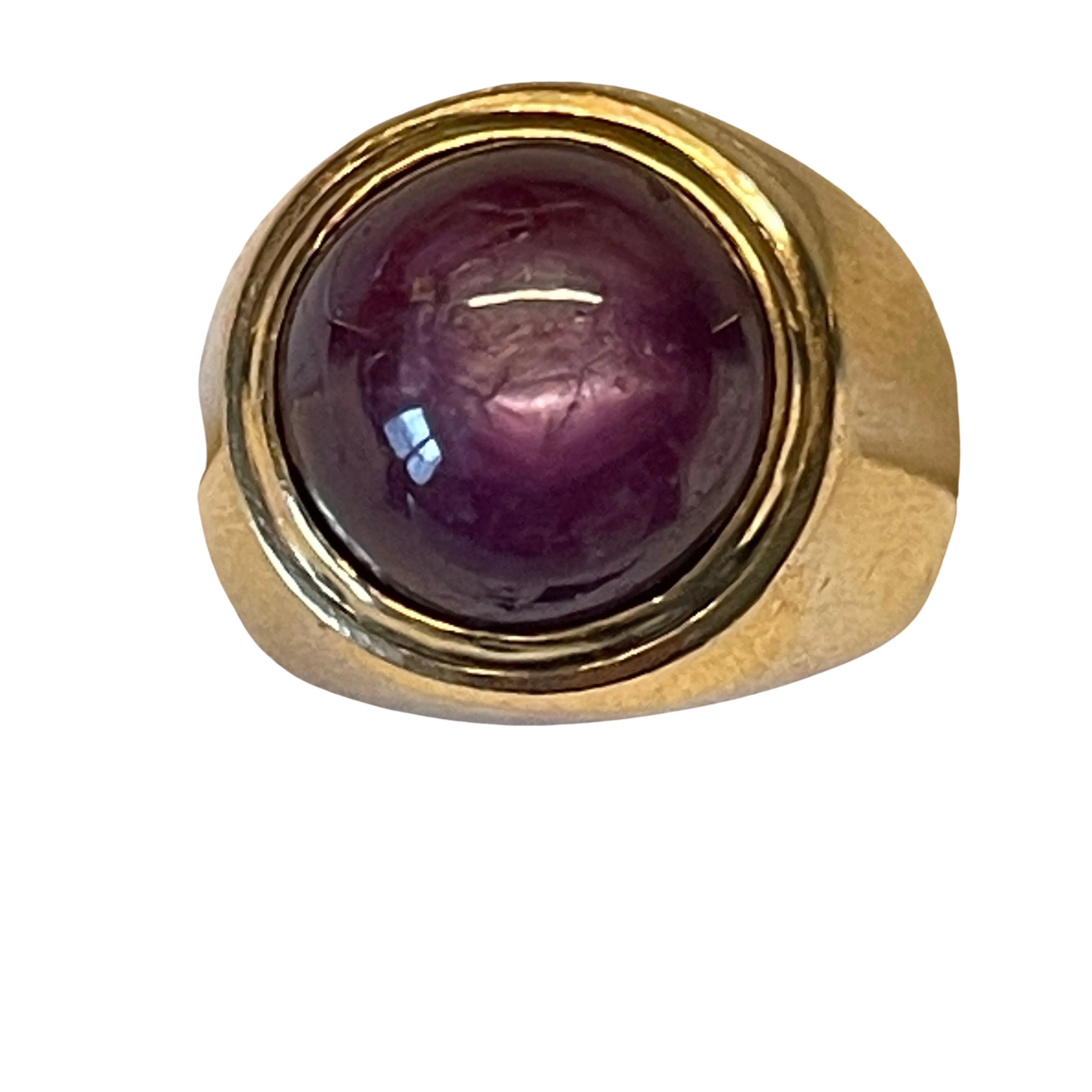 Chevalière or jaune et rubis cabochon étoilé sold by 58 Facettes