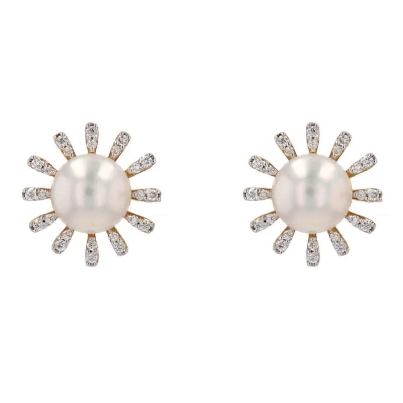 Boucles d'oreilles perle Akoya diamant flocon sold by 58 Facettes