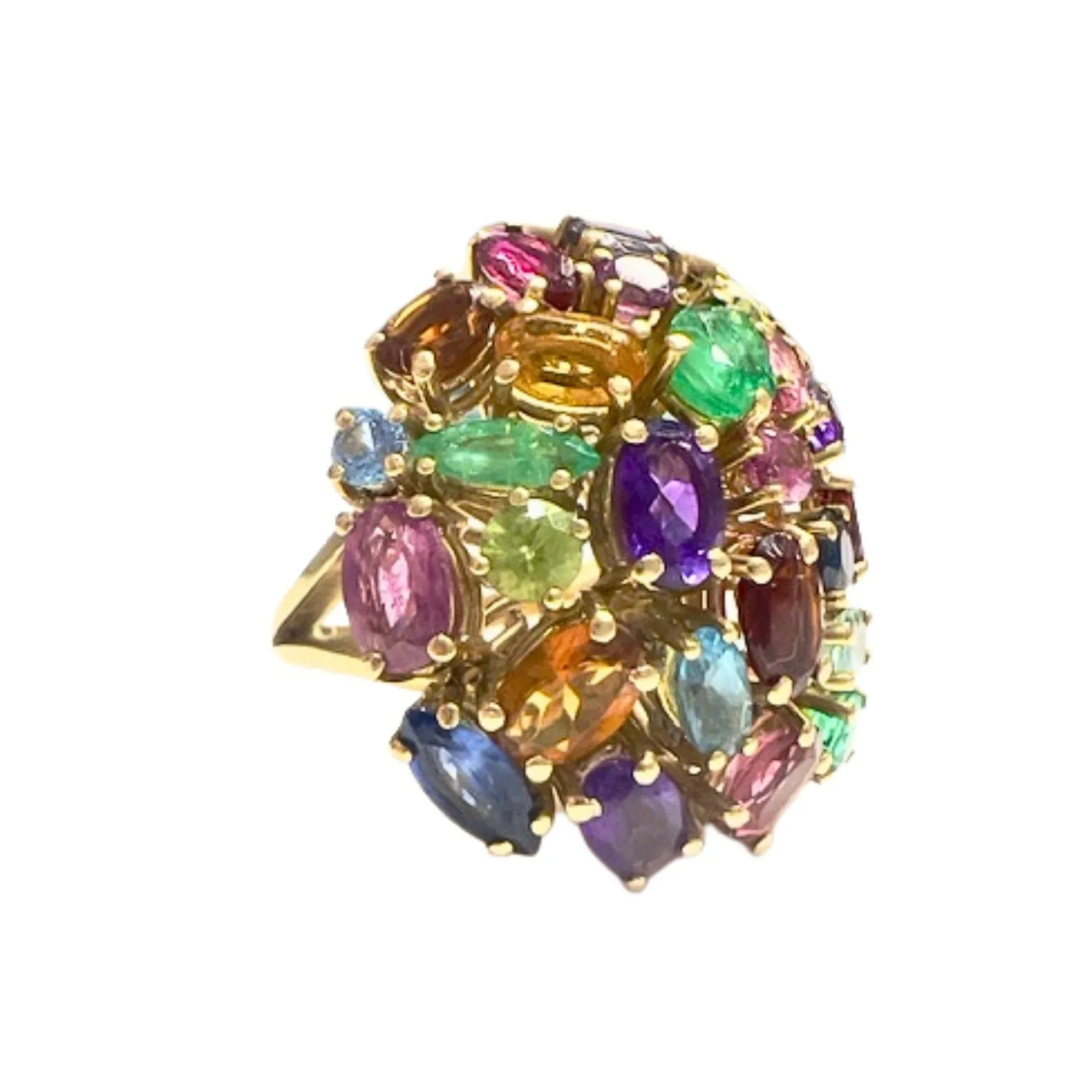 BAGUE EN OR avec AIGUE-MARINE ET DIVERSES GEMMES NATURELLES sold by 58 Facettes