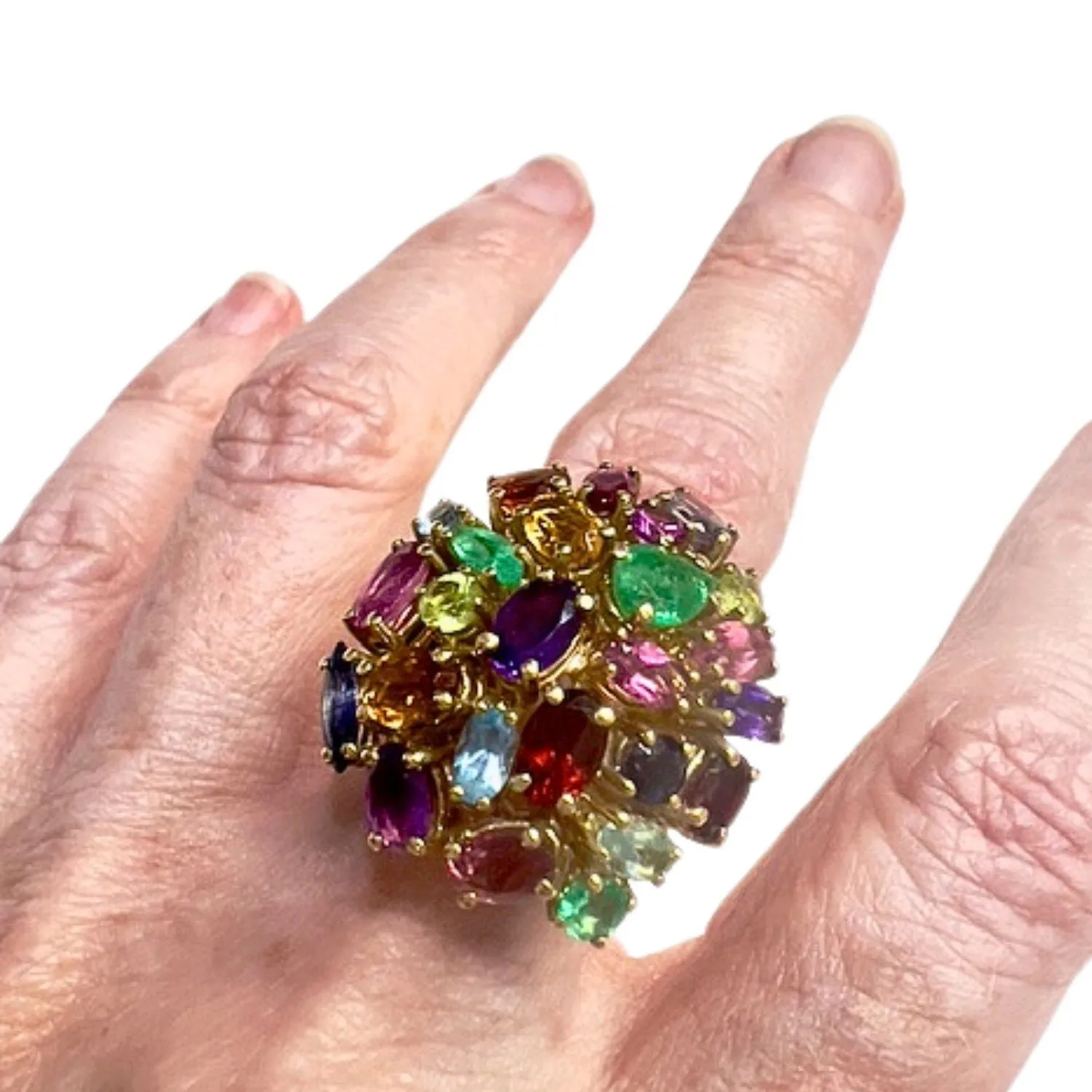 BAGUE EN OR avec AIGUE-MARINE ET DIVERSES GEMMES NATURELLES sold by 58 Facettes product image thumbnail 2