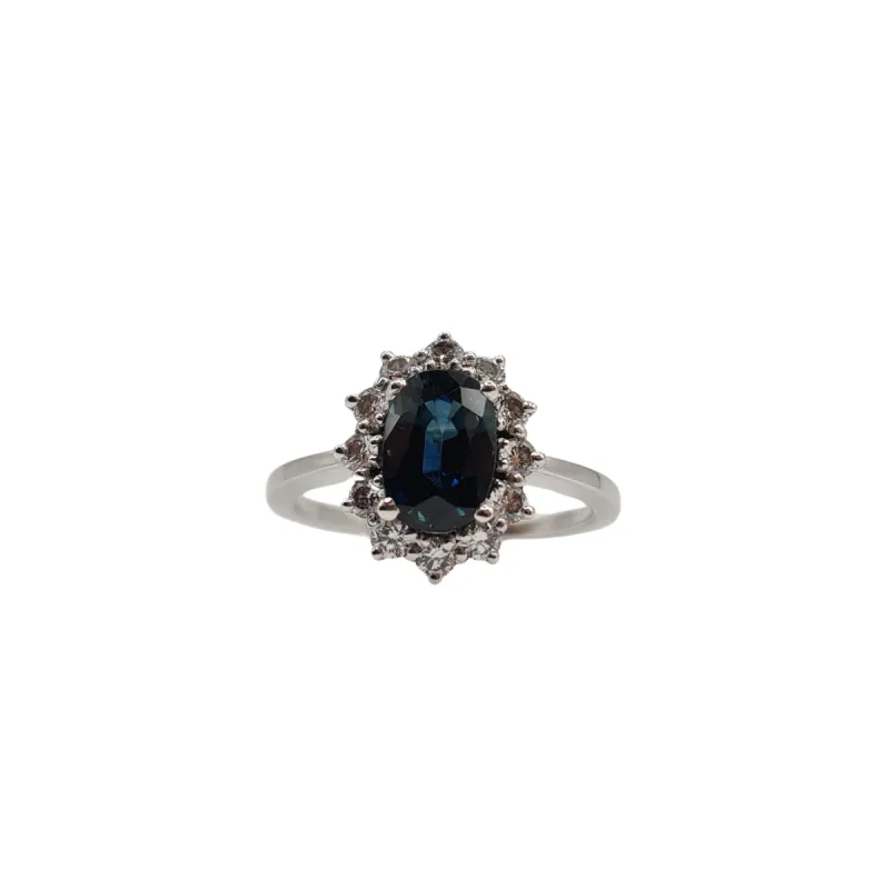 Bague or blanc carats sertie d'un saphir et de diamants naturels sold by 58 Facettes