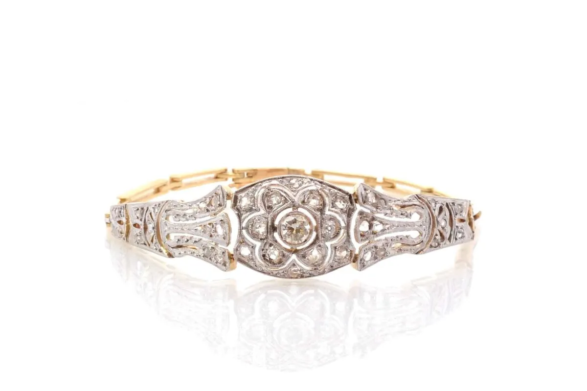 Bracelet Art Déco diamants en or et platine sold by 58 Facettes