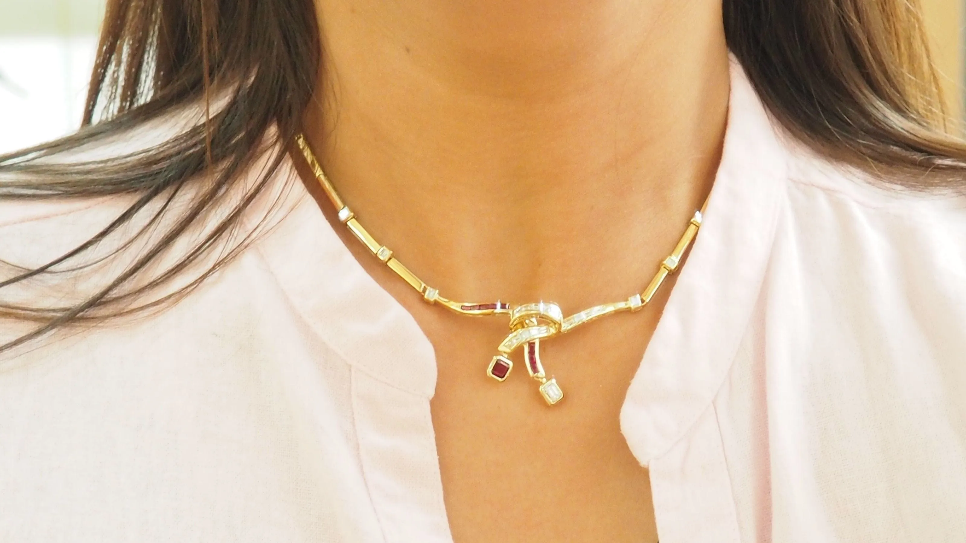 Collier vintage diamants et rubis sold by 58 Facettes product image thumbnail 2