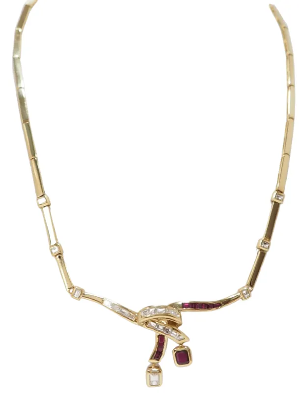 Collier vintage diamants et rubis sold by 58 Facettes