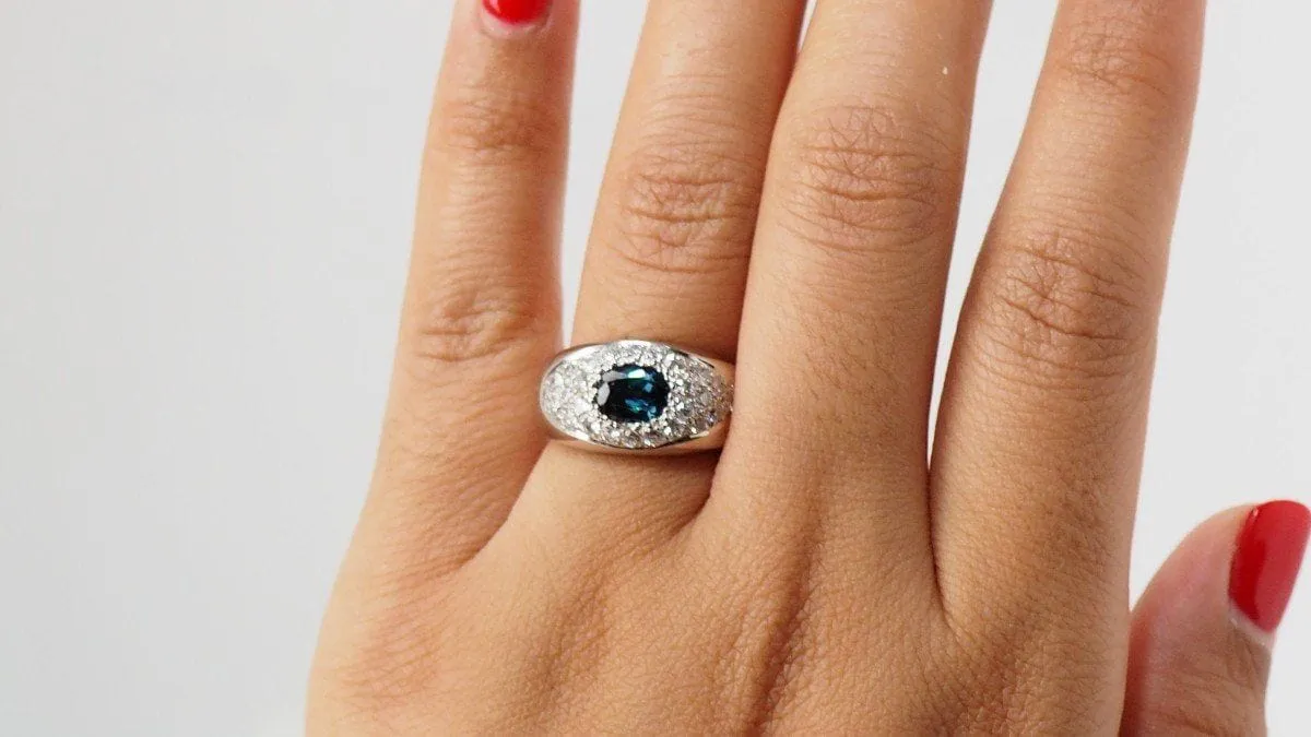 Bague Bandeau En Or Blanc, Saphir Et Diamants sold by 58 Facettes product image thumbnail 2