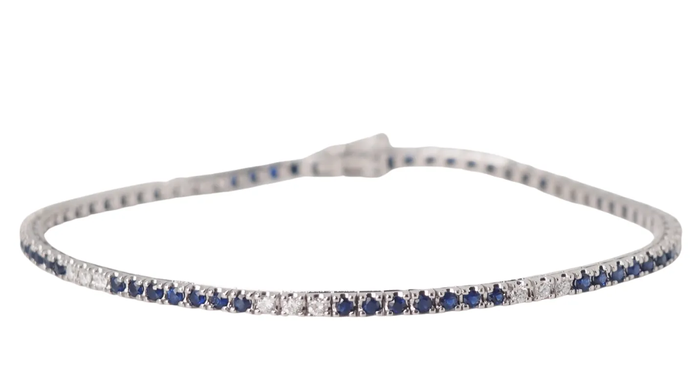 Bracelet en or blanc saphirs et diamants sold by 58 Facettes