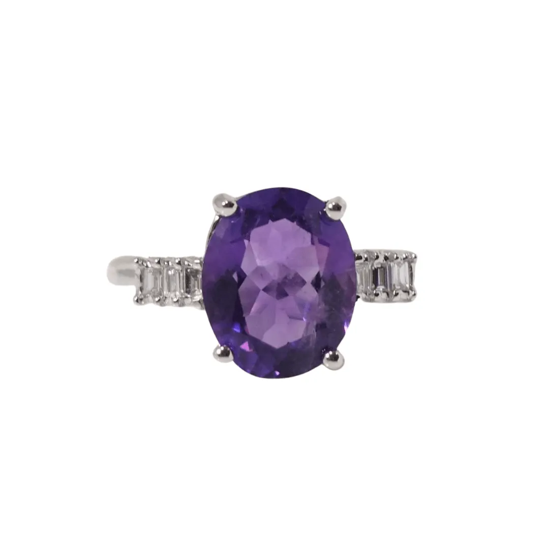 Bague or blanc améthyste et diamants sold by 58 Facettes