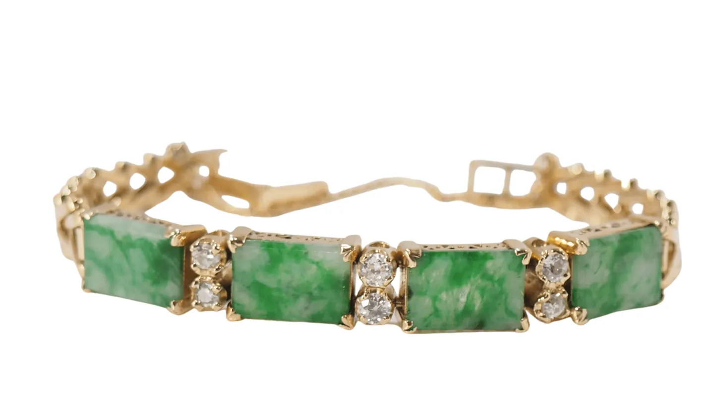Bracelet Vintage Or Jaune Diamants Jade sold by 58 Facettes