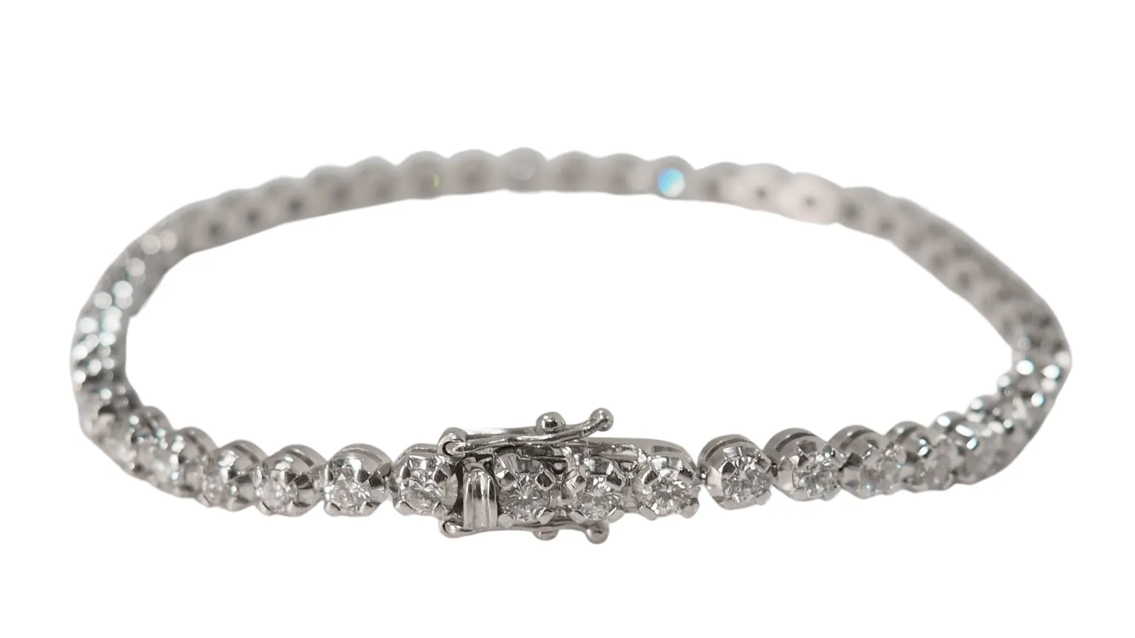 Bracelet rivière en or blanc et diamants sertis clos sold by 58 Facettes