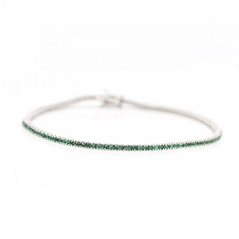 Bracelet Rivière en or blanc et émeraude sold by 58 Facettes
