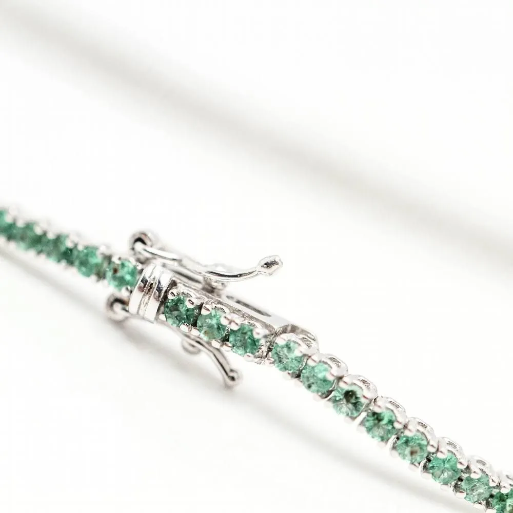 Bracelet Rivière en or blanc et émeraude sold by 58 Facettes product image thumbnail 5