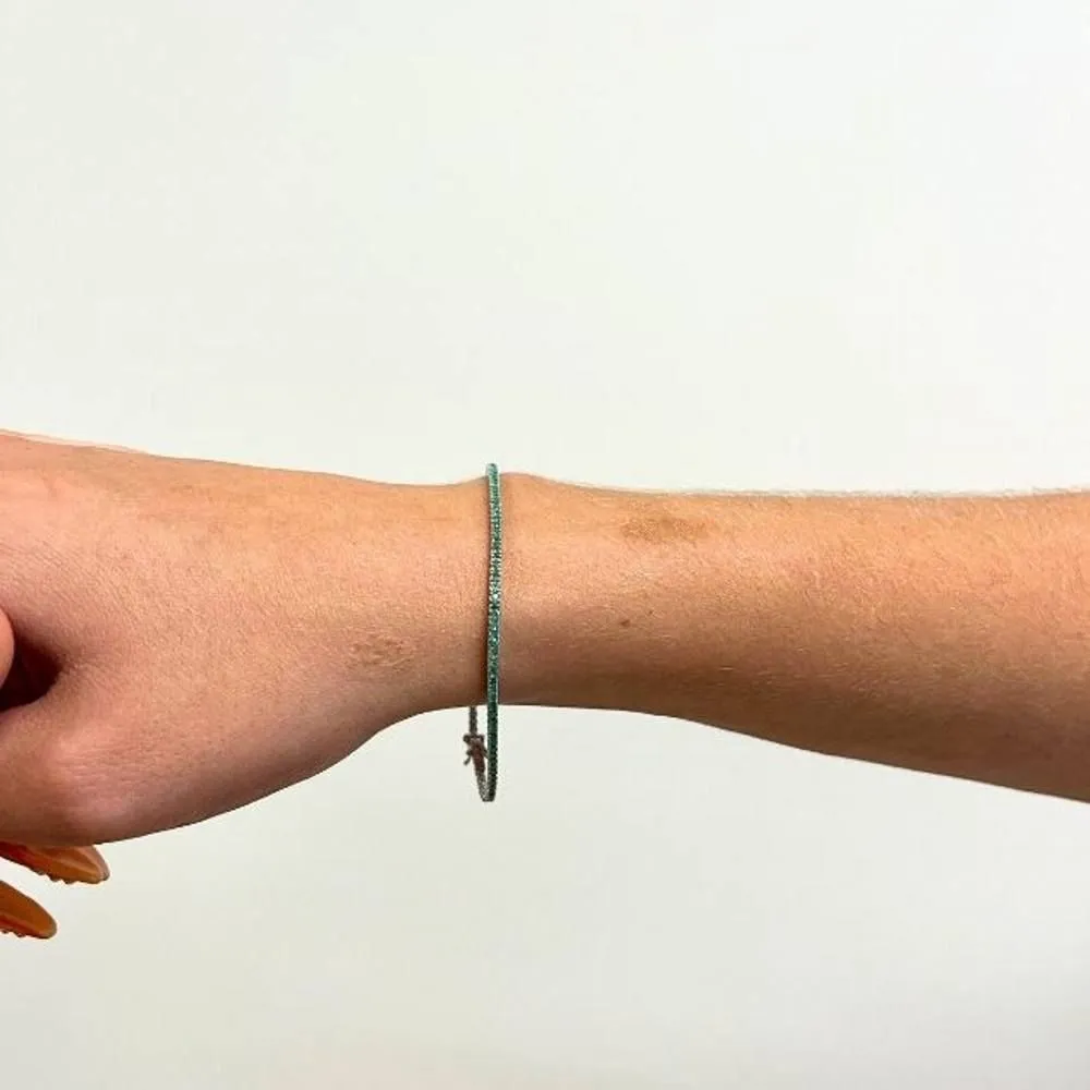 Bracelet Rivière en or blanc et émeraude sold by 58 Facettes product image thumbnail 2