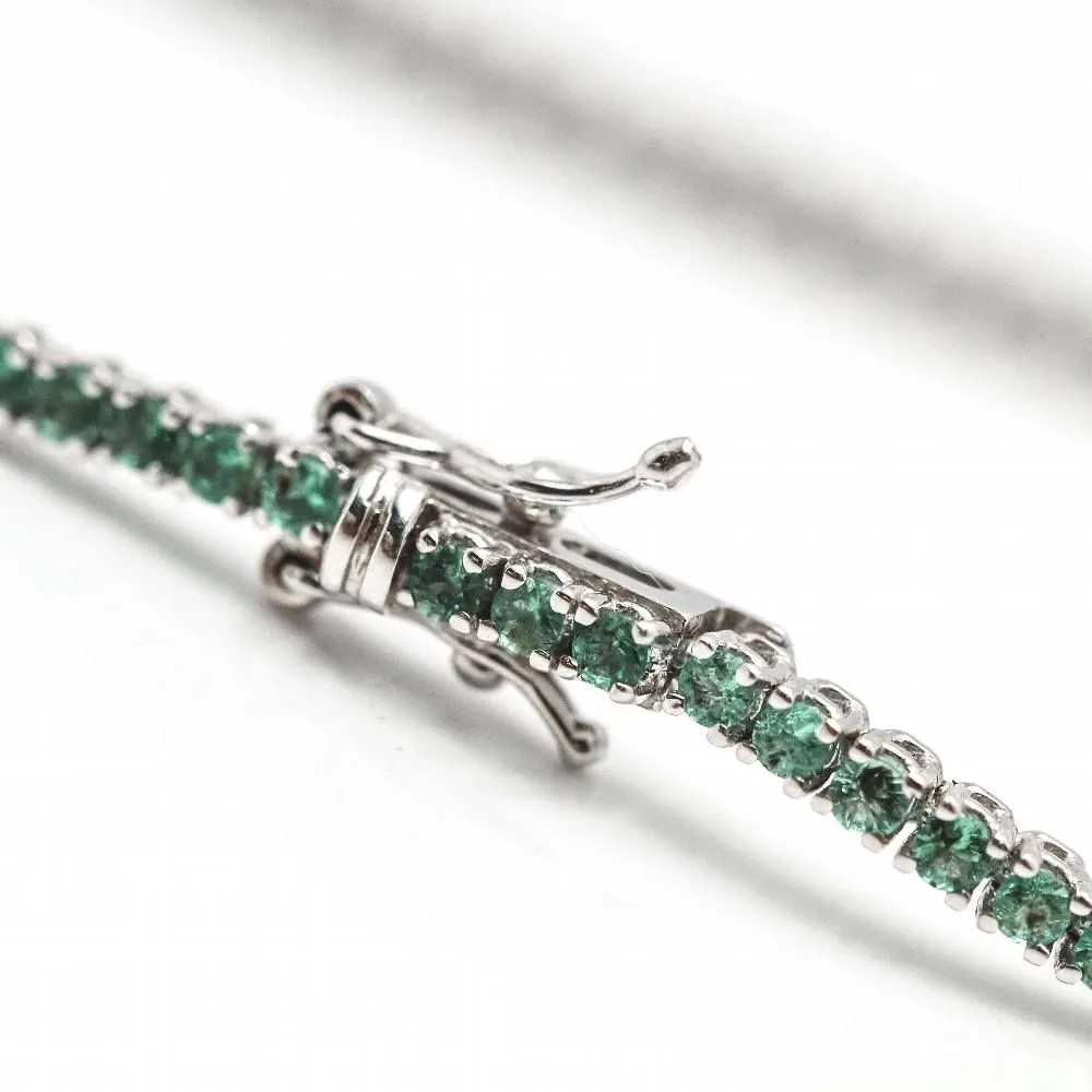 Bracelet Rivière en or blanc et émeraude sold by 58 Facettes product image thumbnail 3